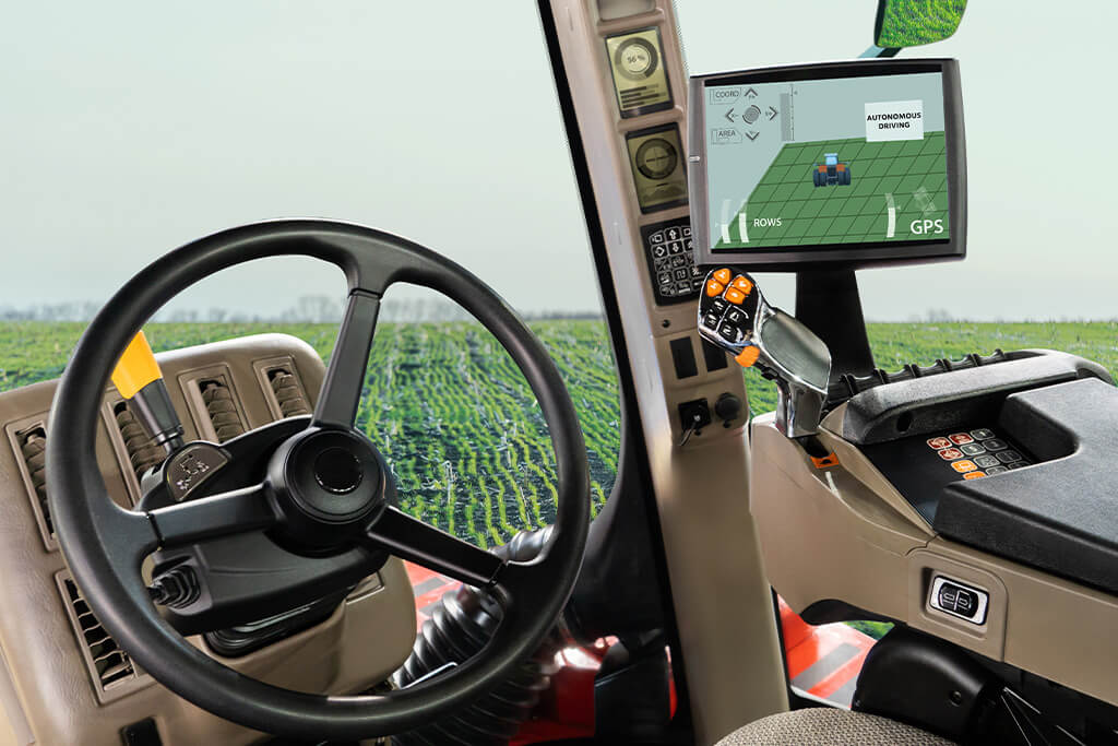 KIMASTLE Corporation offers plastic integration, assembly, and automation for the heavy equipment industry, as represented by this image of a tractor dashboard.